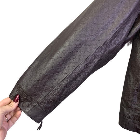 SPECIAL BLEND Dark Brown Embossed Leather Snowboarding Jacket - Picture 9 of 15